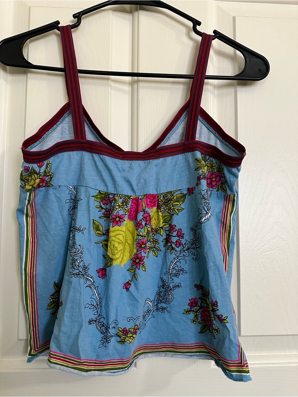 Free People Blue Floral V-Neck Cami with Pink and Yellow Blooms - Picture 2 of 4